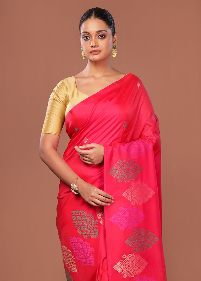 Pink Dupion Silk Saree With Blouse Piece