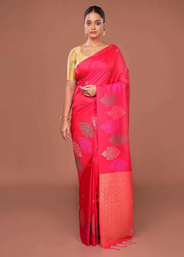 Pink Dupion Silk Saree With Blouse Piece