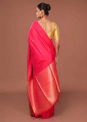 Pink Dupion Silk Saree With Blouse Piece