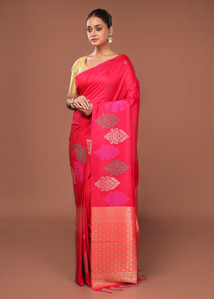 Pink Dupion Silk Saree With Blouse Piece
