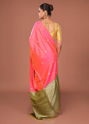 Pink Dupion Silk Saree With Blouse Piece