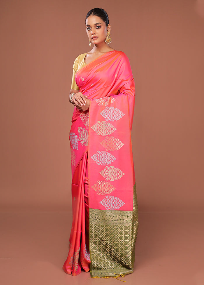 Pink Dupion Silk Saree With Blouse Piece