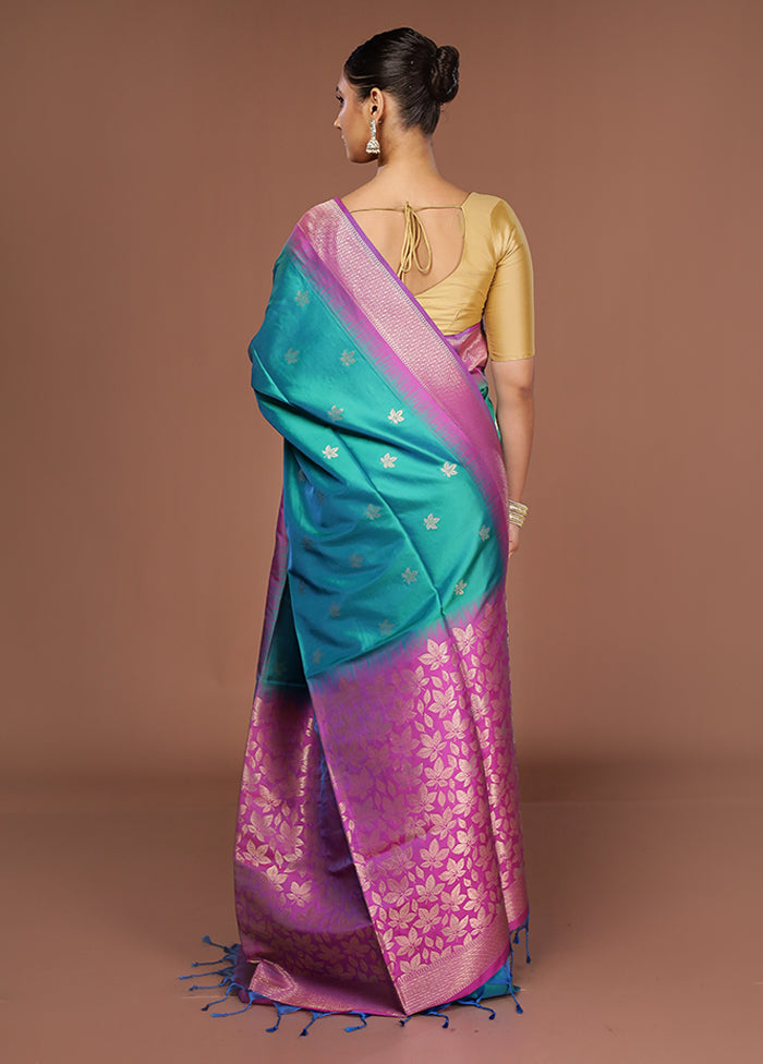 Purple Dupion Silk Saree With Blouse Piece