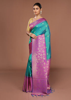 Purple Dupion Silk Saree With Blouse Piece
