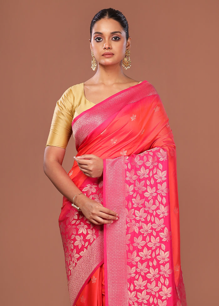 Pink Dupion Silk Saree With Blouse Piece