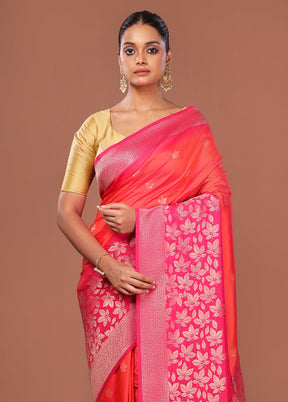 Pink Dupion Silk Saree With Blouse Piece