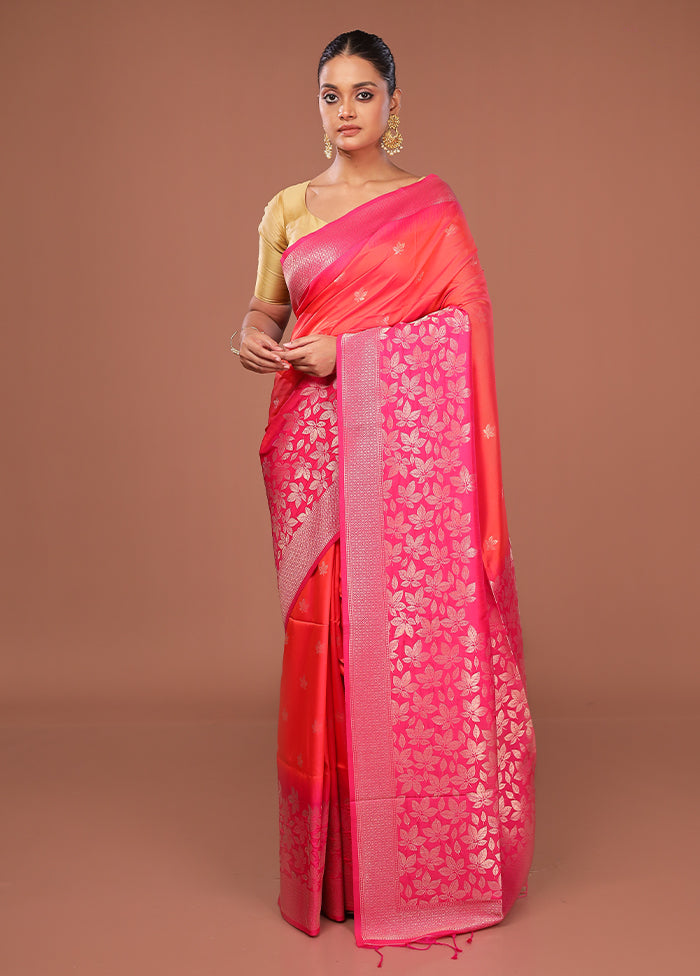Pink Dupion Silk Saree With Blouse Piece