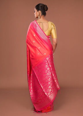Pink Dupion Silk Saree With Blouse Piece