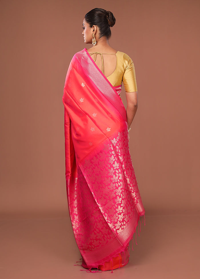 Pink Dupion Silk Saree With Blouse Piece