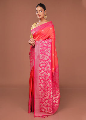 Pink Dupion Silk Saree With Blouse Piece