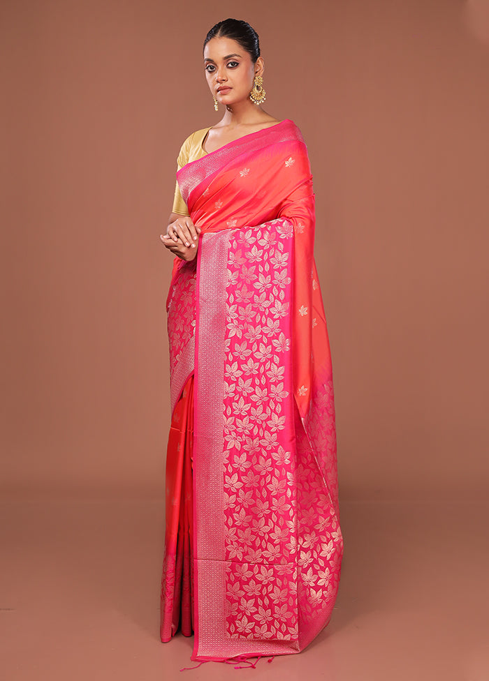 Pink Dupion Silk Saree With Blouse Piece