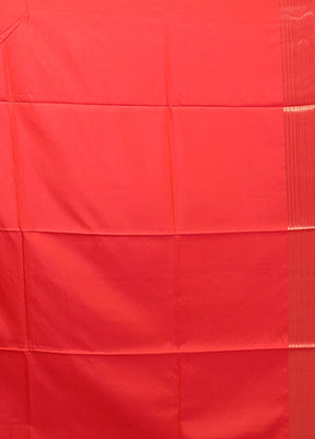Red Dupion Silk Saree With Blouse Piece