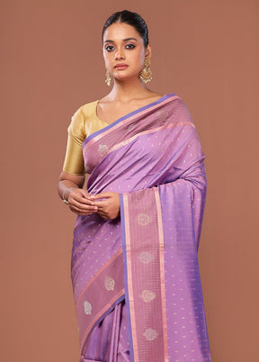 Purple Dupion Silk Saree With Blouse Piece