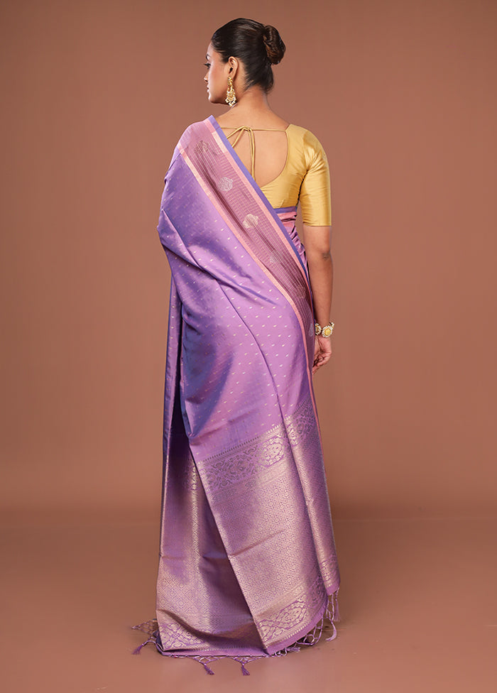 Purple Dupion Silk Saree With Blouse Piece