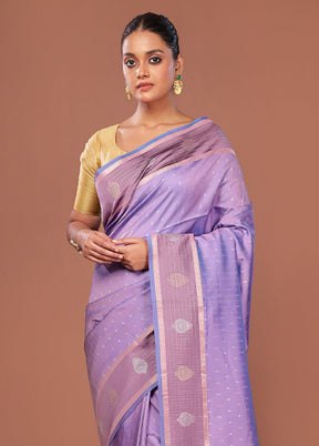 Purple Dupion Silk Saree With Blouse Piece