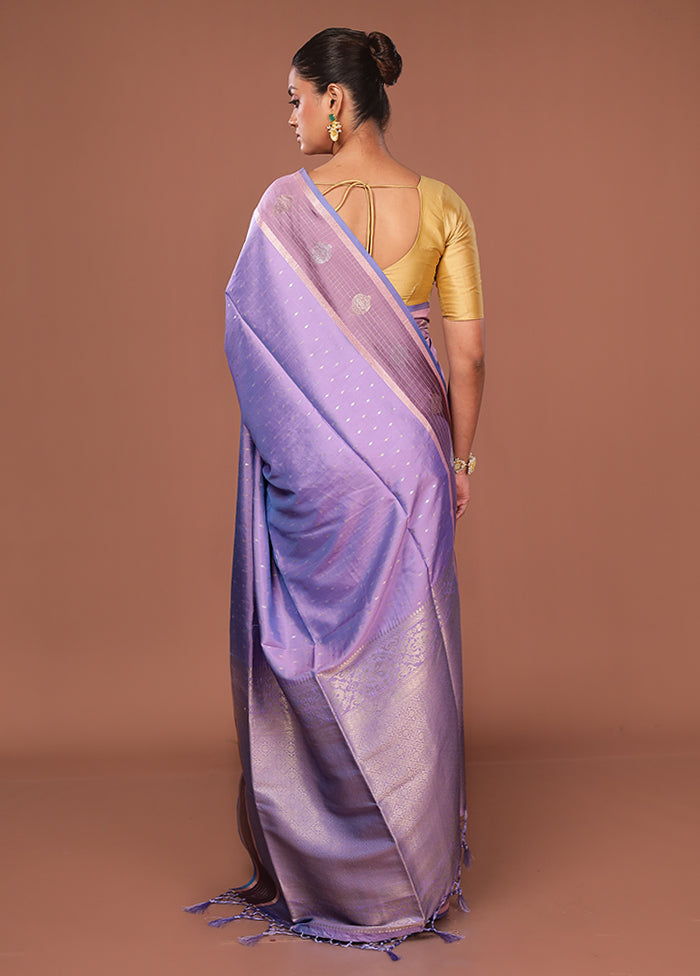 Purple Dupion Silk Saree With Blouse Piece