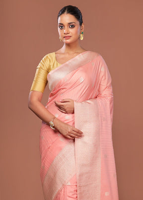 Pink Dupion Silk Saree With Blouse Piece