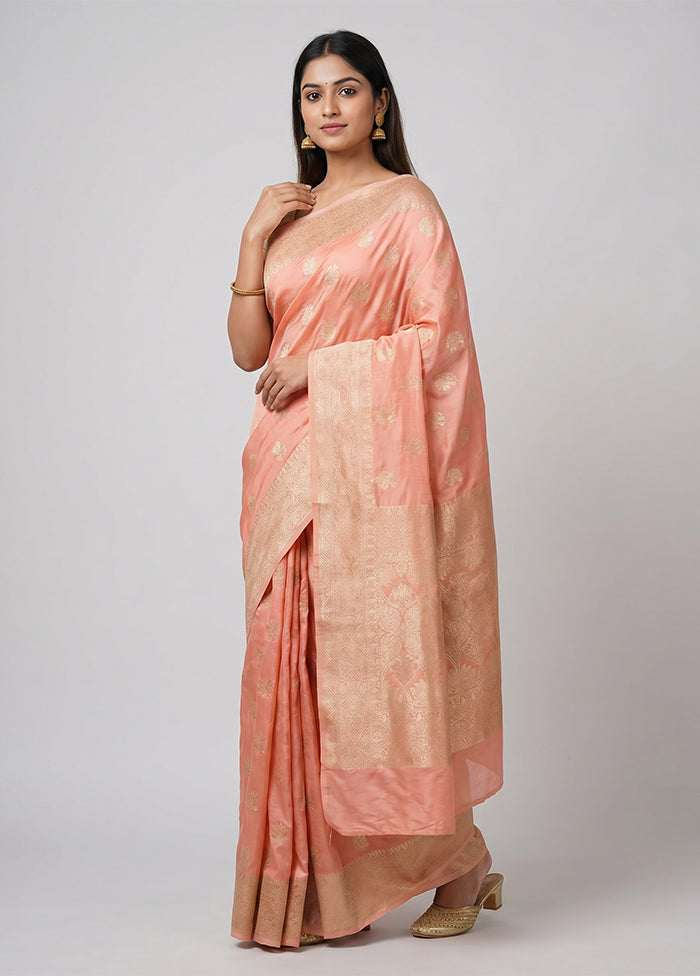 Pink Dupion Silk Saree With Blouse Piece
