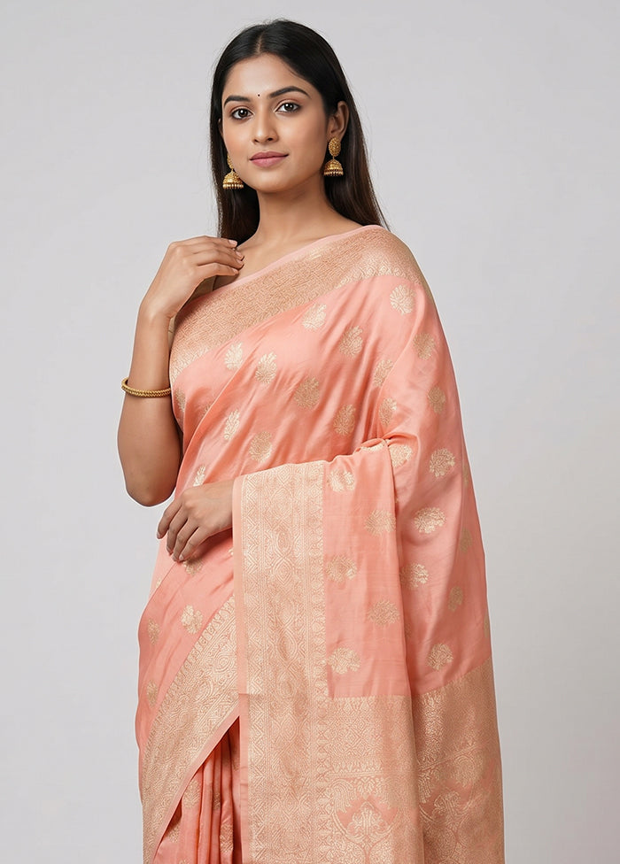 Pink Dupion Silk Saree With Blouse Piece