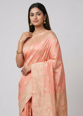 Pink Dupion Silk Saree With Blouse Piece