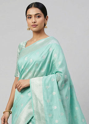 Green Dupion Silk Saree With Blouse Piece