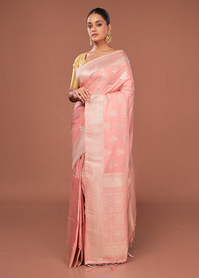 Pink Dupion Silk Saree With Blouse Piece