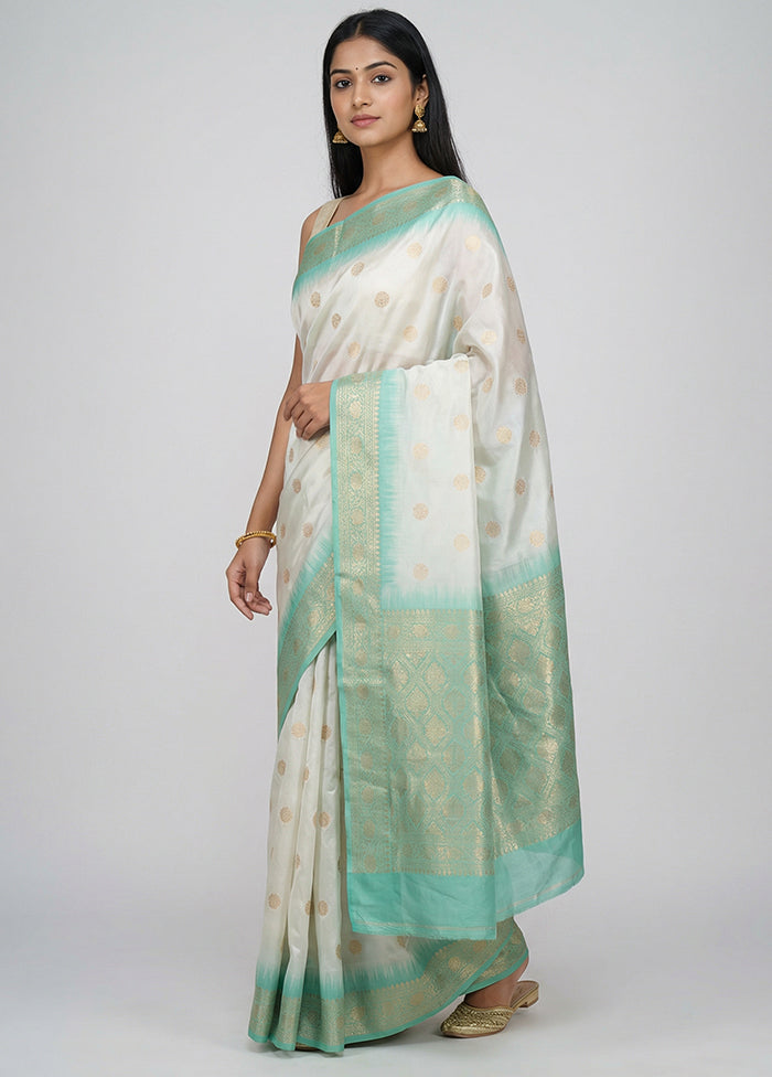 Cream Dupion Silk Saree With Blouse Piece