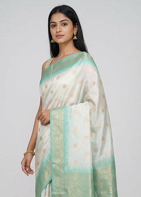 Cream Dupion Silk Saree With Blouse Piece