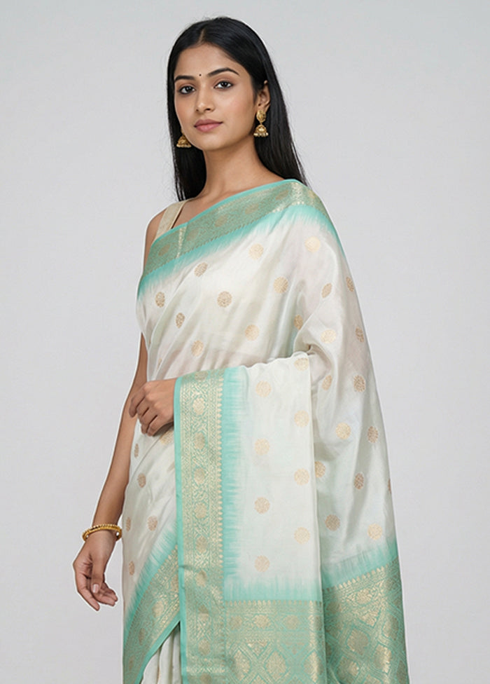 Cream Dupion Silk Saree With Blouse Piece