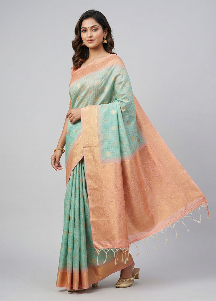 Blue Dupion Silk Saree With Blouse Piece