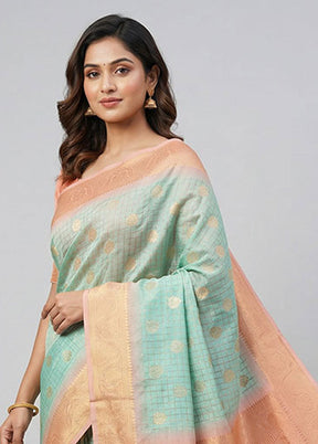 Blue Dupion Silk Saree With Blouse Piece