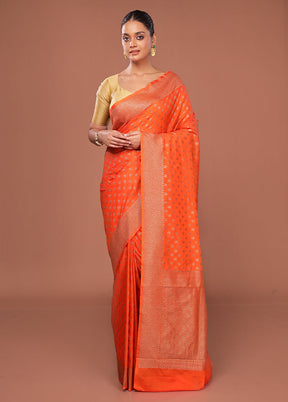 Orange Georgette Saree With Blouse Piece
