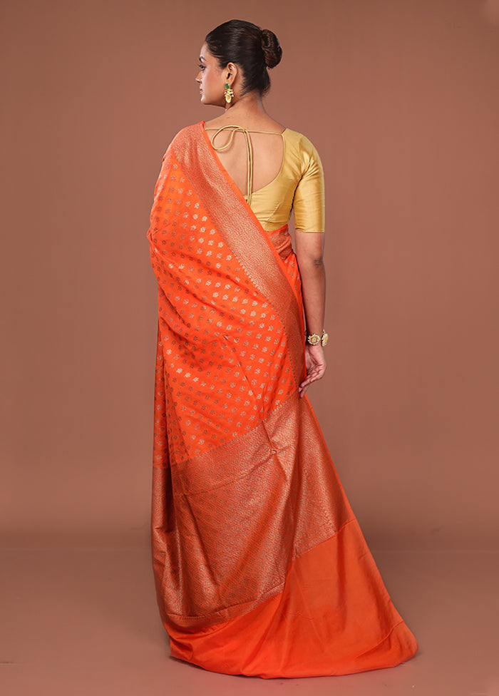 Orange Georgette Saree With Blouse Piece