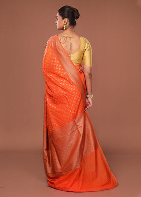 Orange Georgette Saree With Blouse Piece
