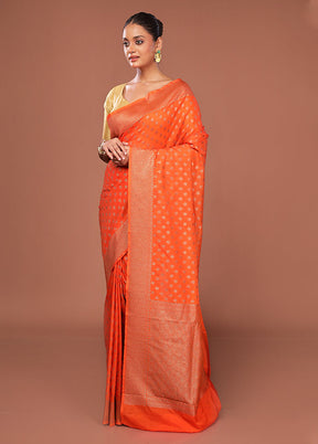 Orange Georgette Saree With Blouse Piece