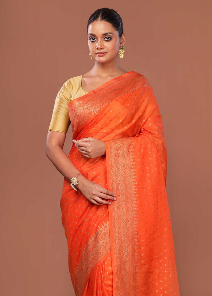 Orange Georgette Saree With Blouse Piece