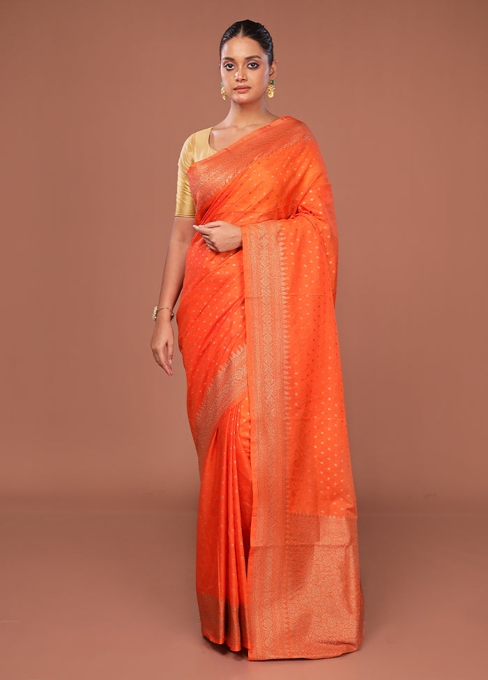 Orange Georgette Saree With Blouse Piece