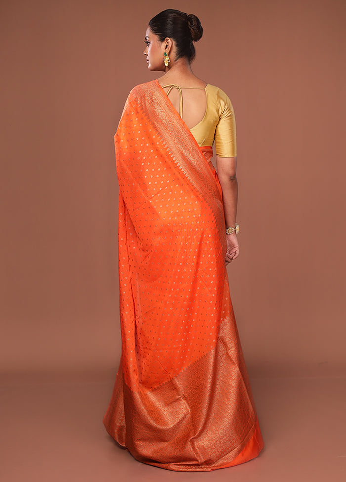 Orange Georgette Saree With Blouse Piece