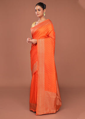 Orange Georgette Saree With Blouse Piece