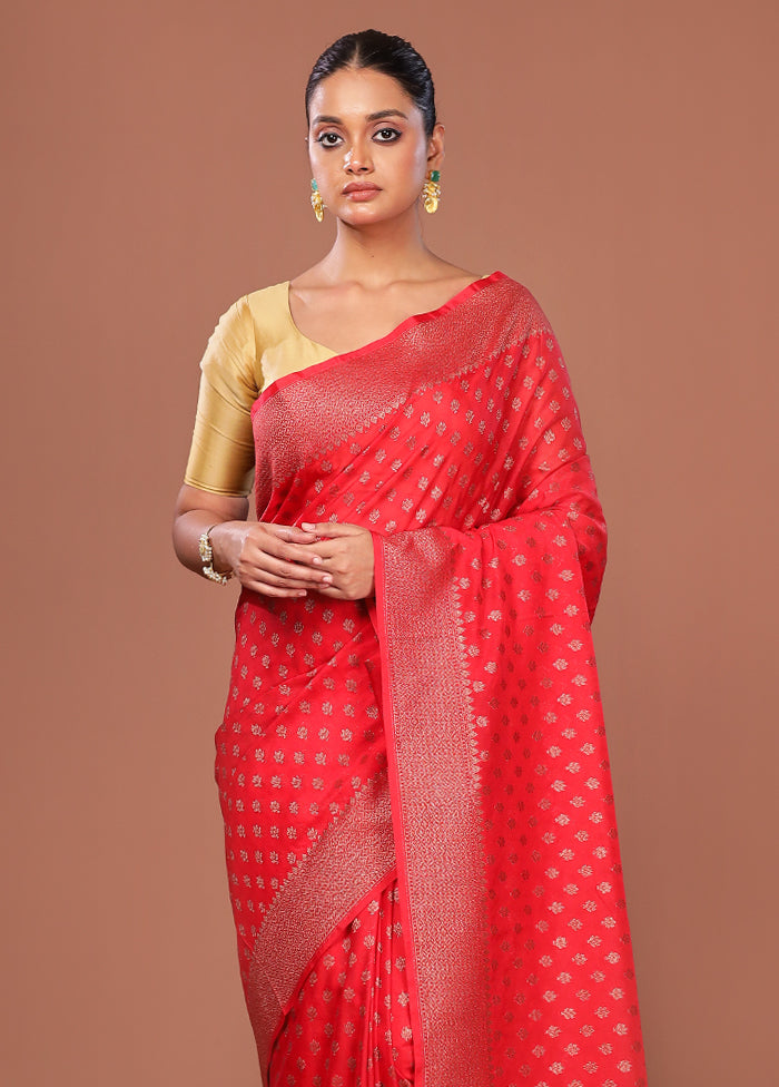 Red Georgette Saree With Blouse Piece