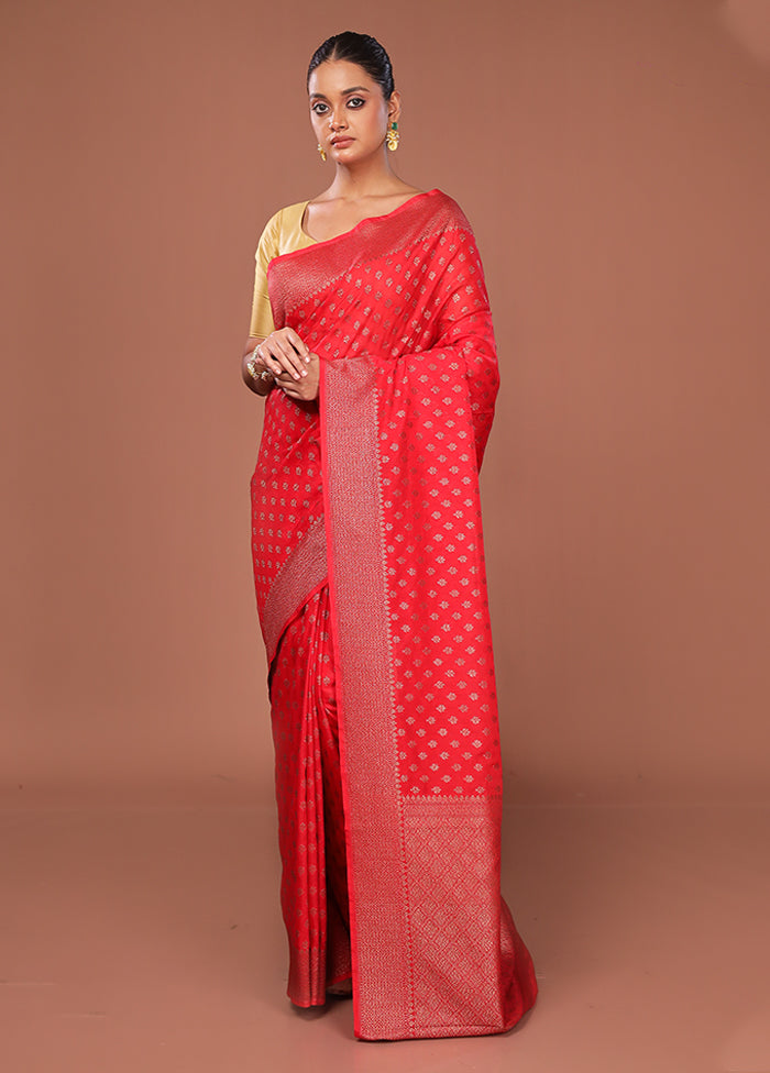 Red Georgette Saree With Blouse Piece