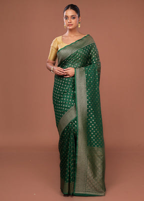 Green Georgette Saree With Blouse Piece