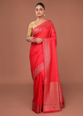 Red Georgette Saree With Blouse Piece
