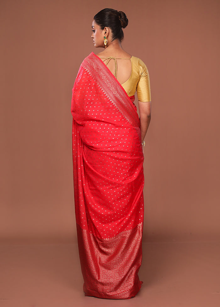 Red Georgette Saree With Blouse Piece