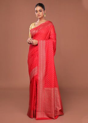 Red Georgette Saree With Blouse Piece