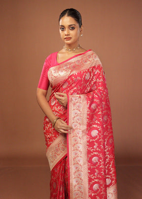 Pink Katan Silk Saree With Blouse Piece