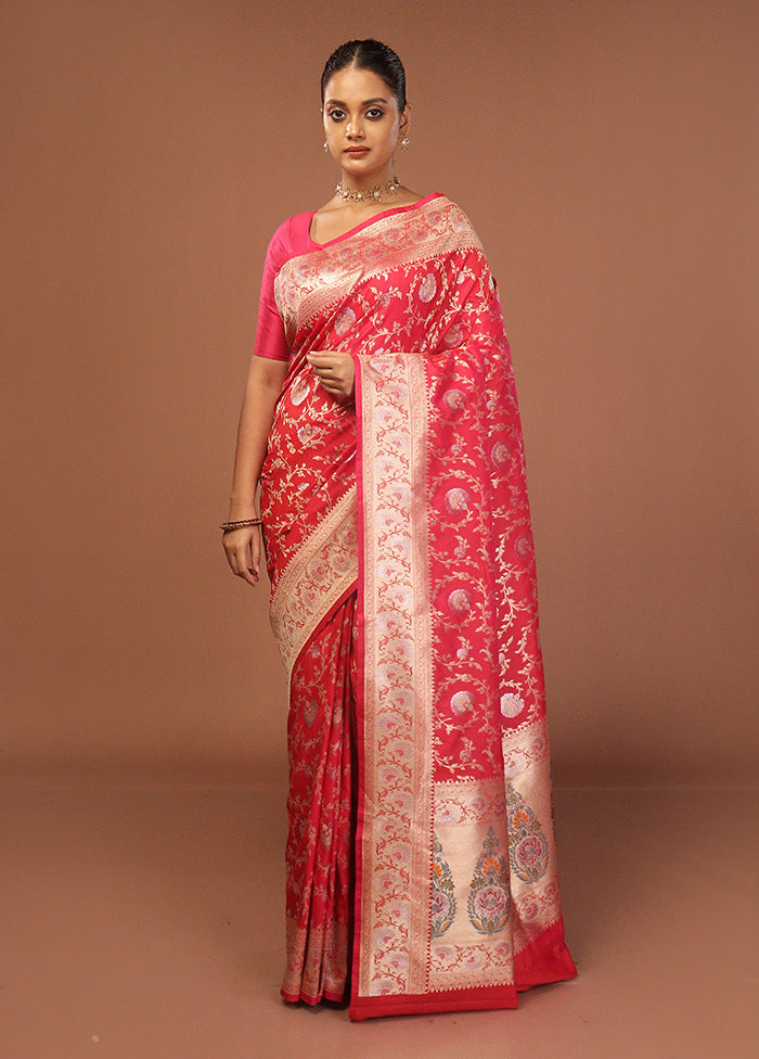 Pink Katan Silk Saree With Blouse Piece