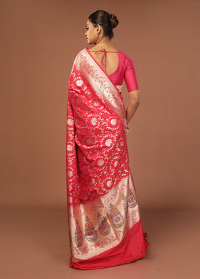 Pink Katan Silk Saree With Blouse Piece