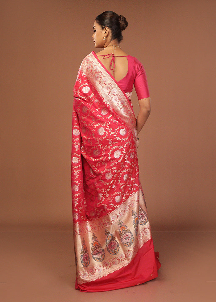 Pink Katan Silk Saree With Blouse Piece