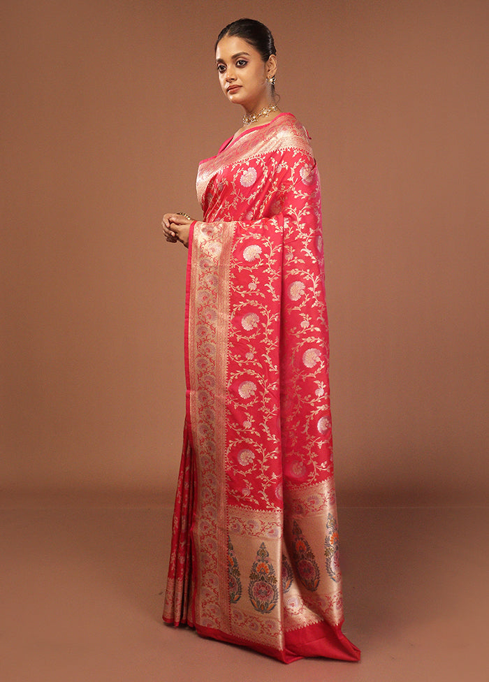 Pink Katan Silk Saree With Blouse Piece